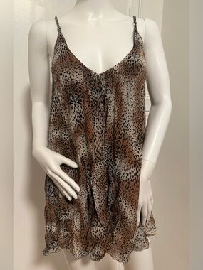 Blu Moon Leopard Print Trapeze Dress w/ Spaghetti Straps Size -1 (S)